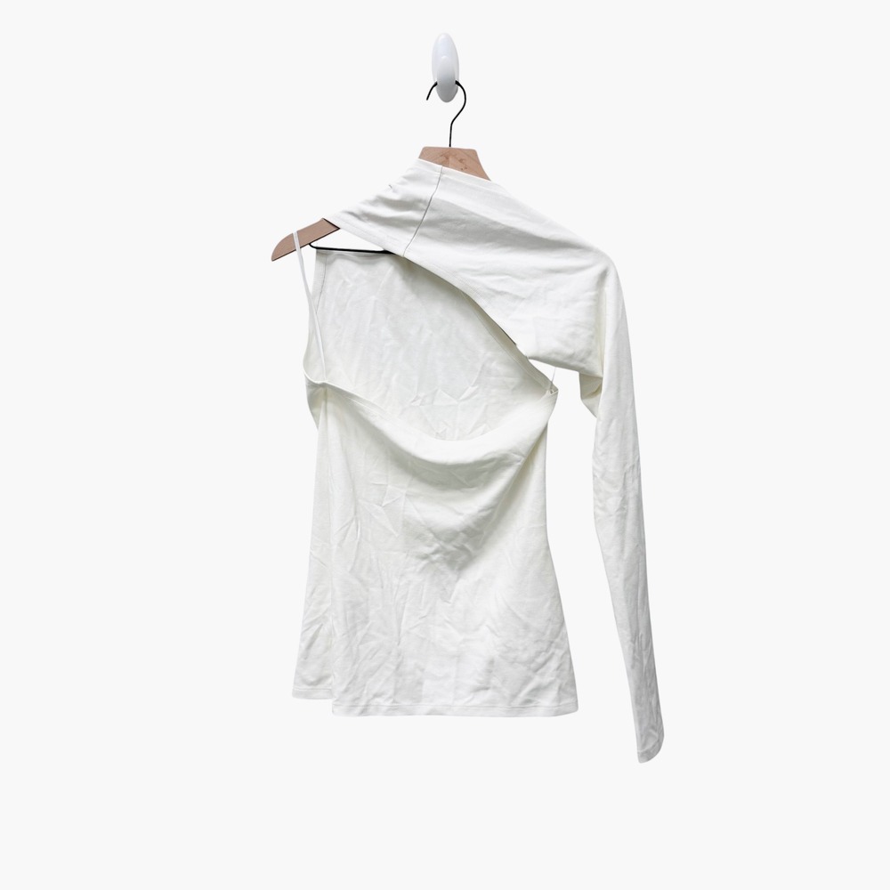 Asymmetrical One-Shoulder White Top - Picture 8 of 8